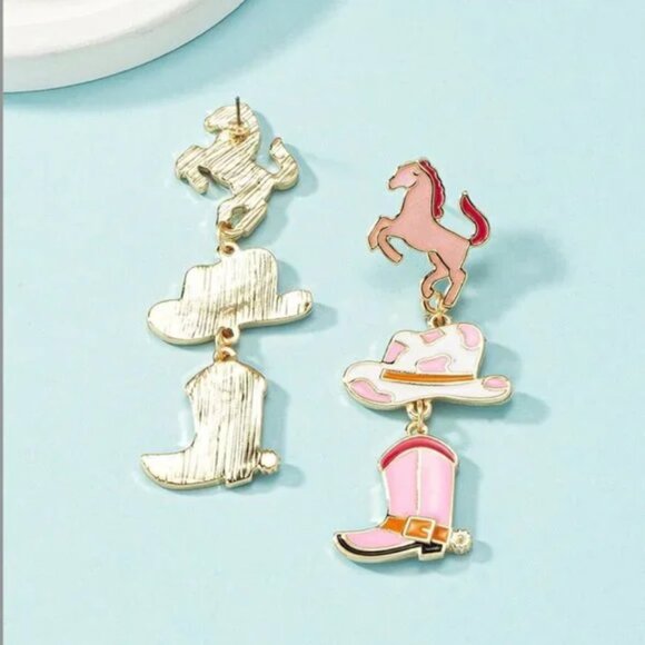 ⭐️❤️ FREE Horse Boots Cowboy Rock Boho Drop Boho Nashville Party Chic Earrings - Picture 5 of 8